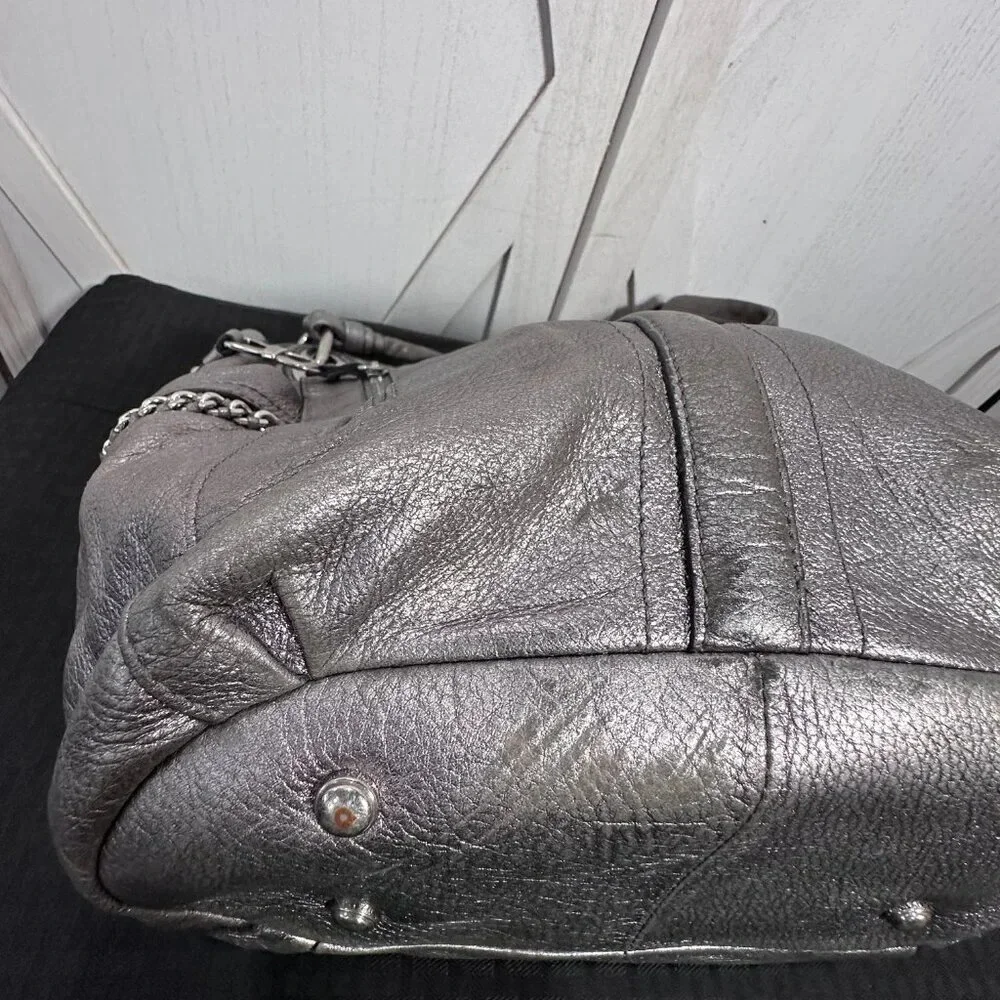 B Makowsky Metallic Pewter Alice Shopper